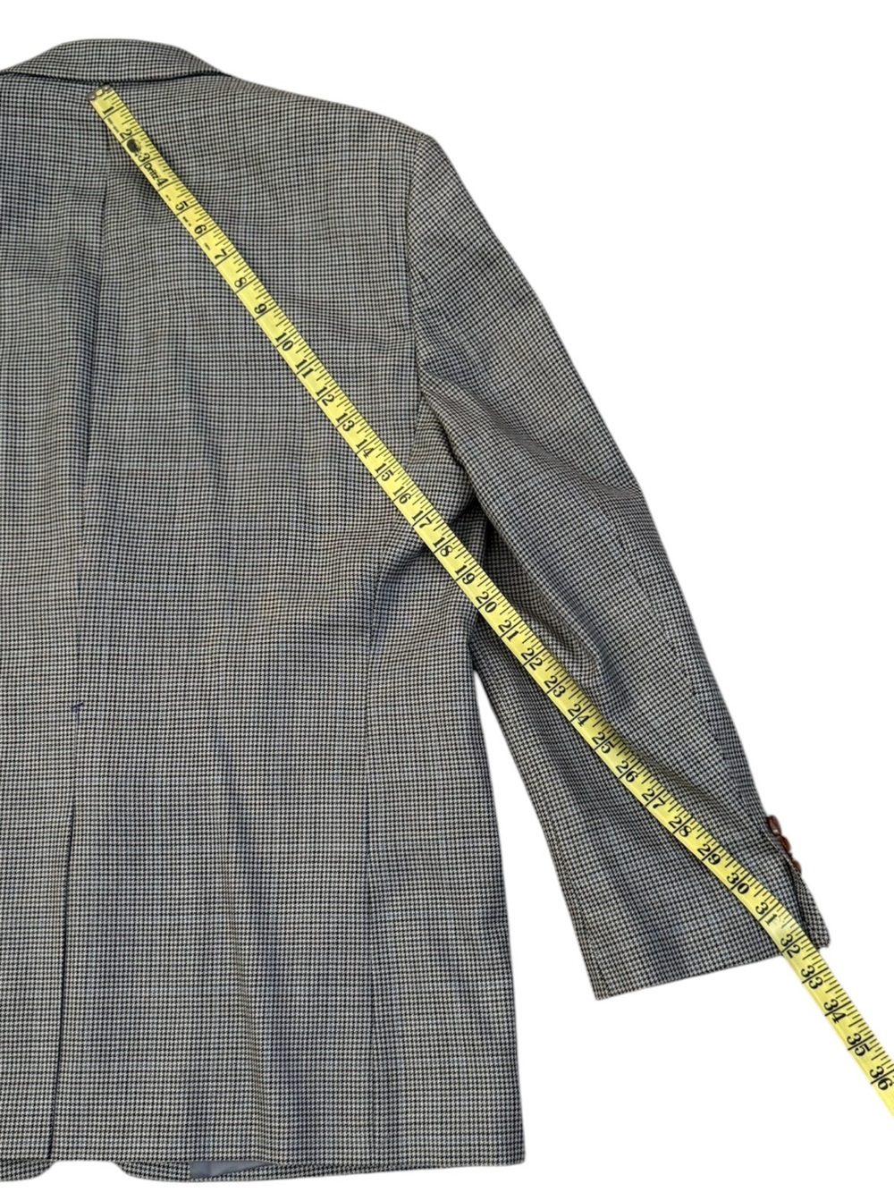 Lauren Ralph Lauren 44R Silk Wool Houndstooth Blazer Sport Coat Gray Blue - Picture 12 of 16